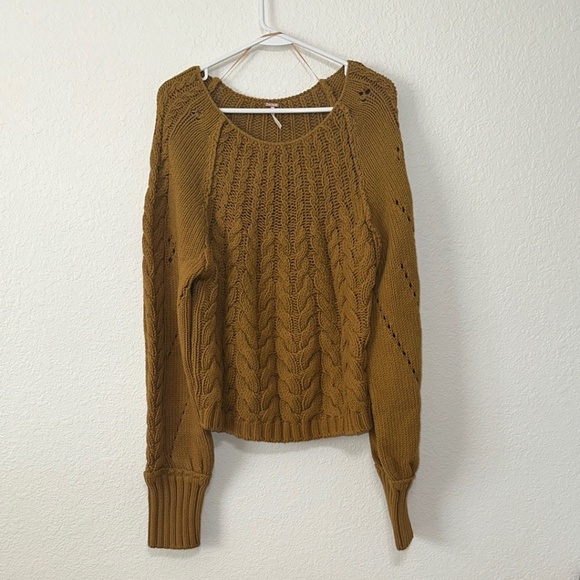 NWOT Free People Sandre Cable Stitch Pullover Sweater XL - Picture 8 of 8